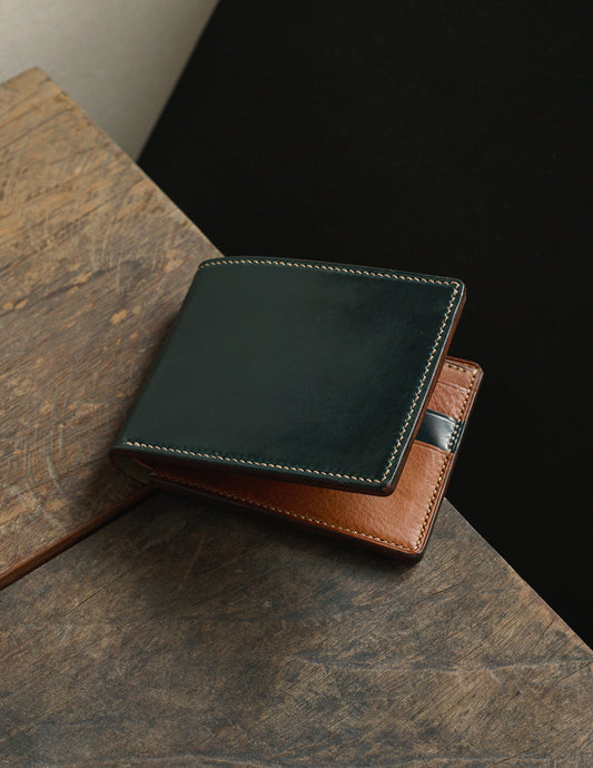 Shell Cordovan Heritage Wallet - Green x Minerva Brown